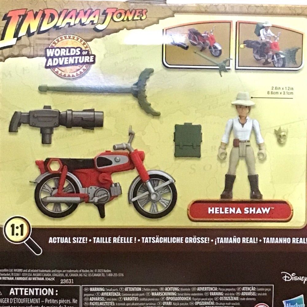 Indiana Jones Helena Shaw Action Figure Motorcycle Worlds Of Adventure Hasbro - Picture 2 of 2